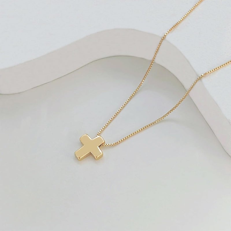 Partm Gold Cross Necklace for Women 14K Plated Dainty Pendant Cross Chain Faith Crucifix Choker Baptism Necklace for Women Trendy Religious Jewelry Hypoallergenic - Image 5